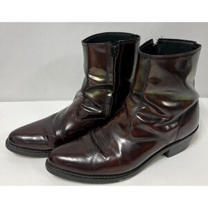 Laredo 62008 Men’s Ankle Cowboy Boots SZ 12 EW Black Cherry Zip Leather Western